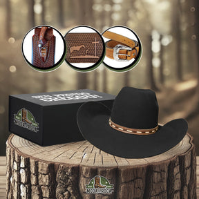 Kit Chapéu Country 6X de Lã Dri-Lex + BRINDES: Cinto, Faca e Carteira